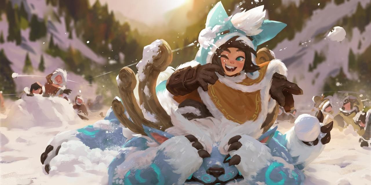 Nunu and Willump in a snowball fight