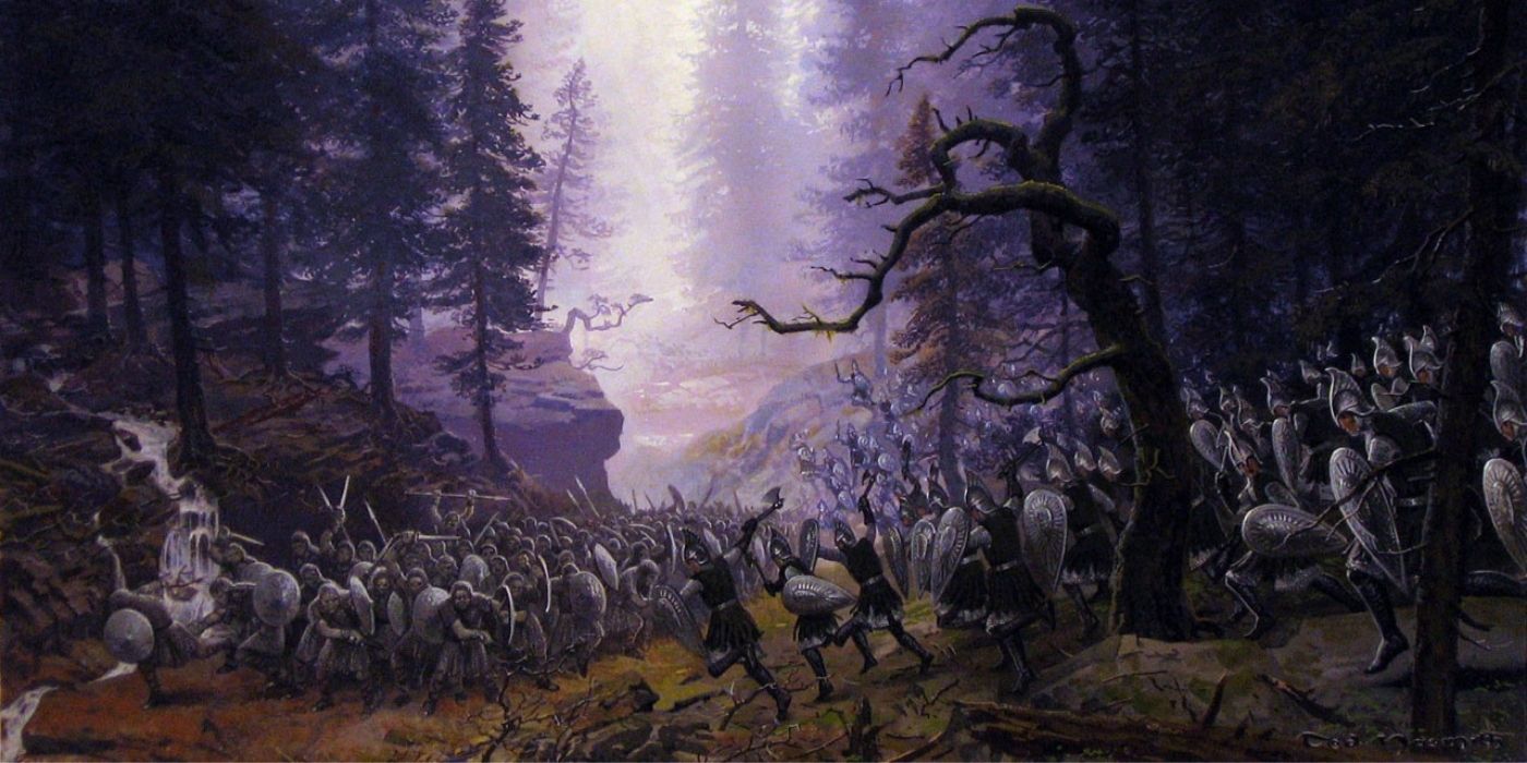 Lord of the Rings Orc Army Fighting Painting By Ted Nasmith