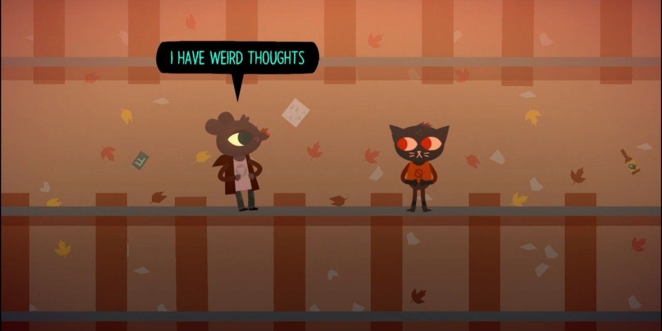 Lori and Mae hang out on the train tracks in Night in the Woods