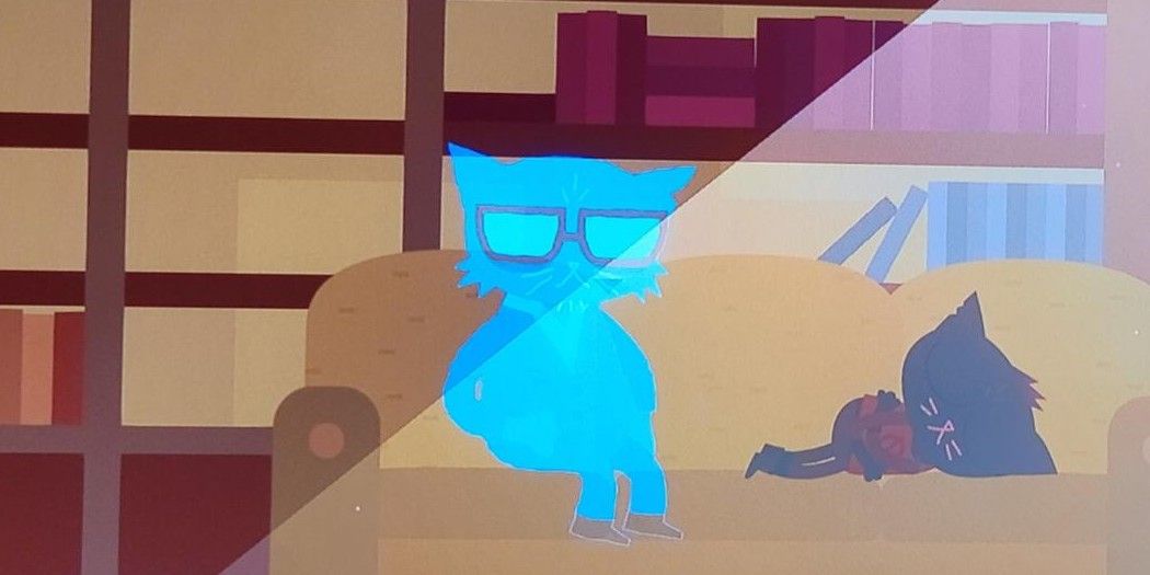 Mae's Grandad's ghost watches her sleep in Night in the Woods