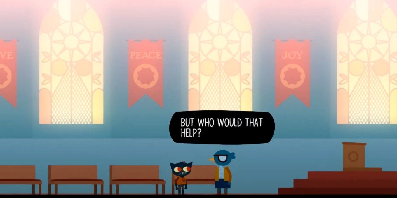 Mae and Pastor Karen have a conversation in Night in the Woods