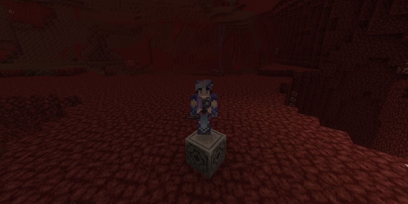 Minecraft Player And Lodestone In Nether