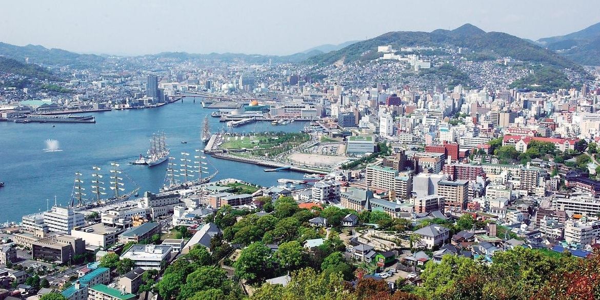 Panorama view of Nagasaki, Japan, which Slateport City in Pokemon is based on