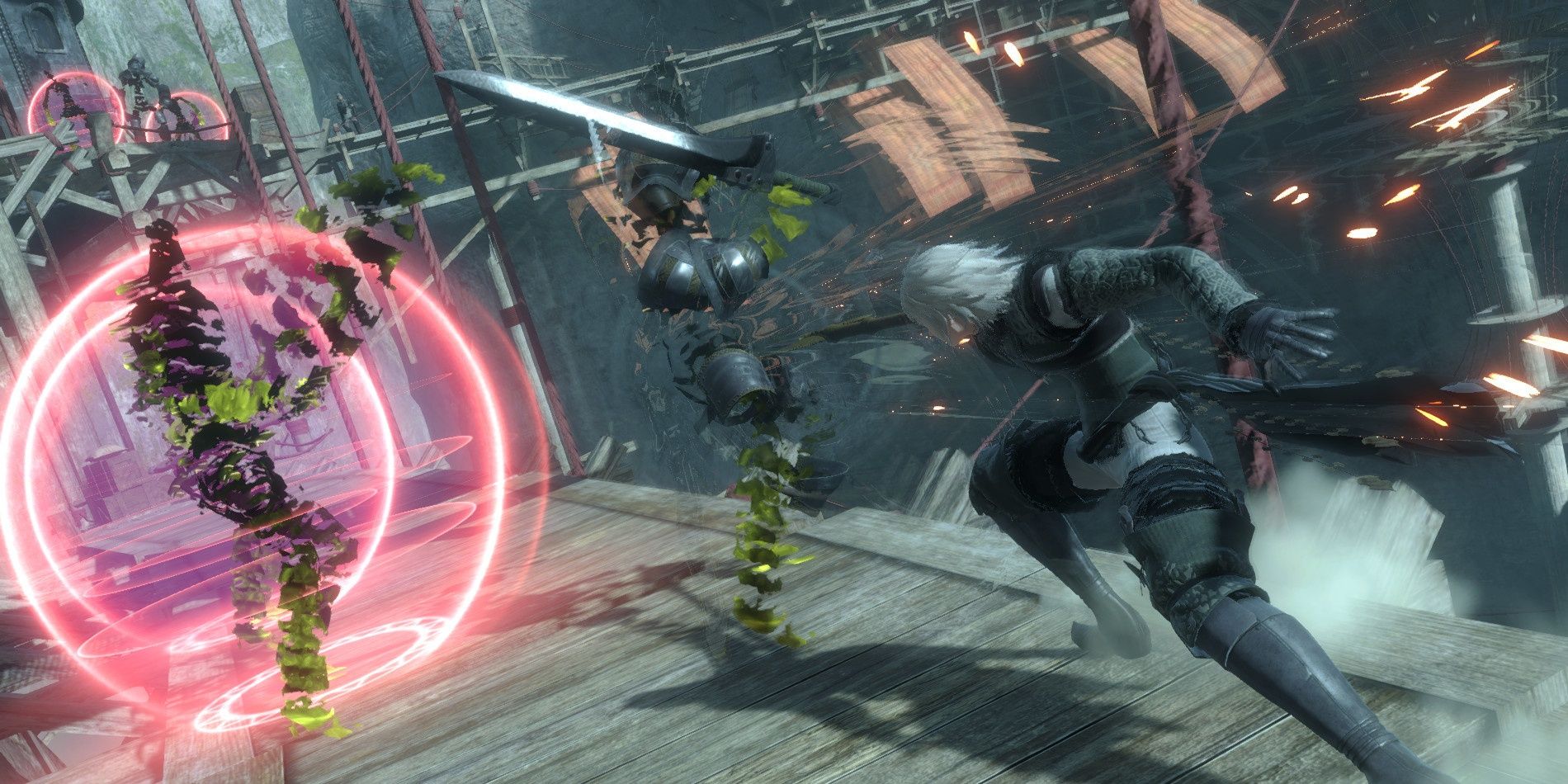 Mid-attack animating in NieR Replicant ver.1.2247487139...