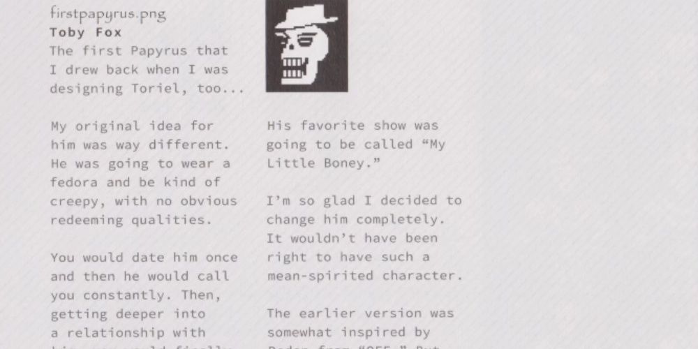 The Original Art Design For Papyrus Plus Description On How The Character Changed