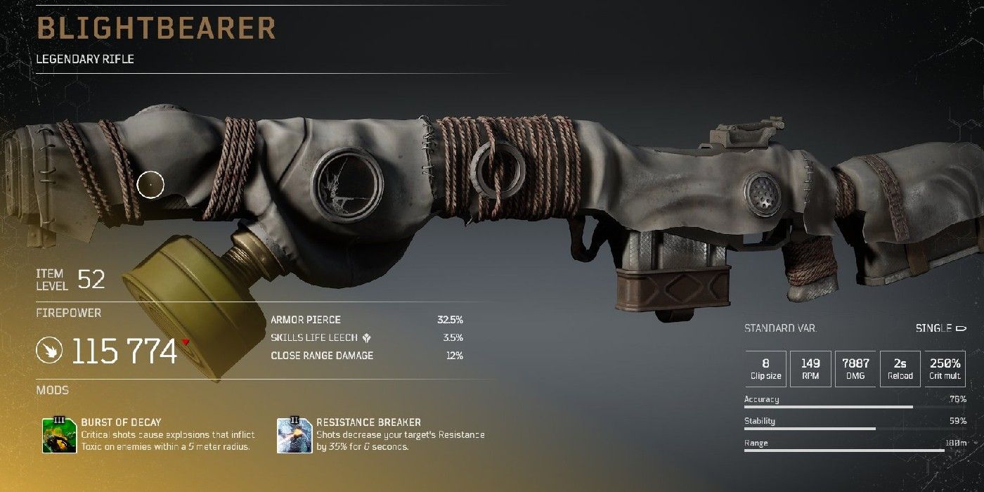 outriders blightbearer legendary weapon
