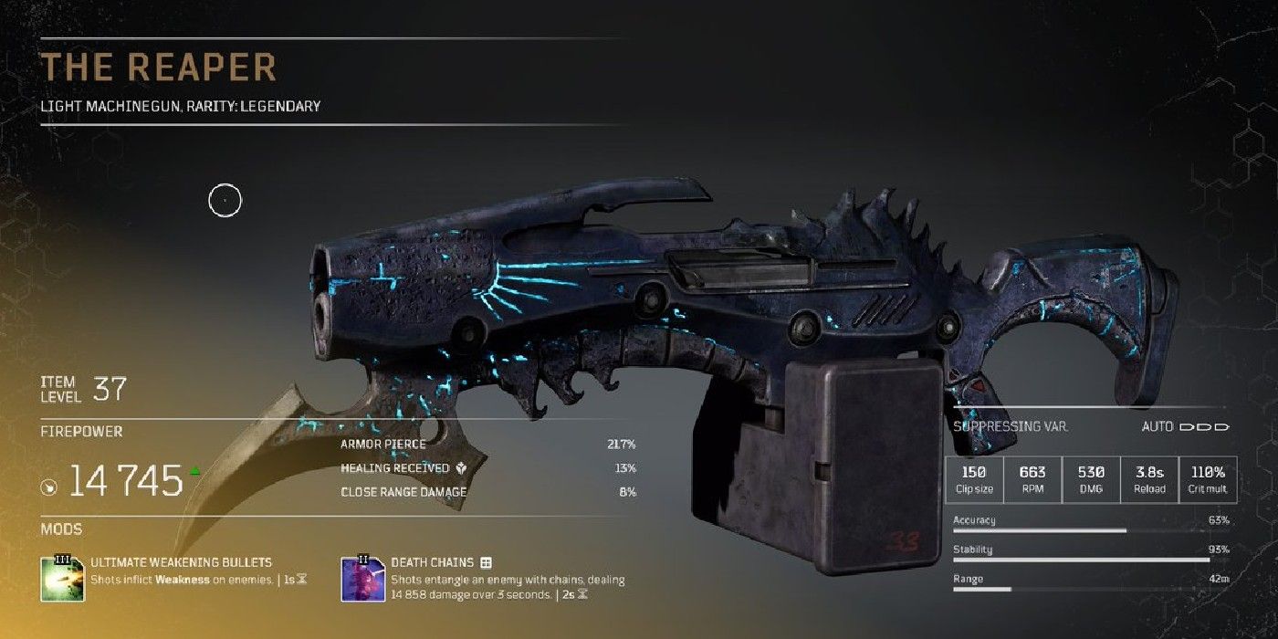outriders the reaper legendary LMG