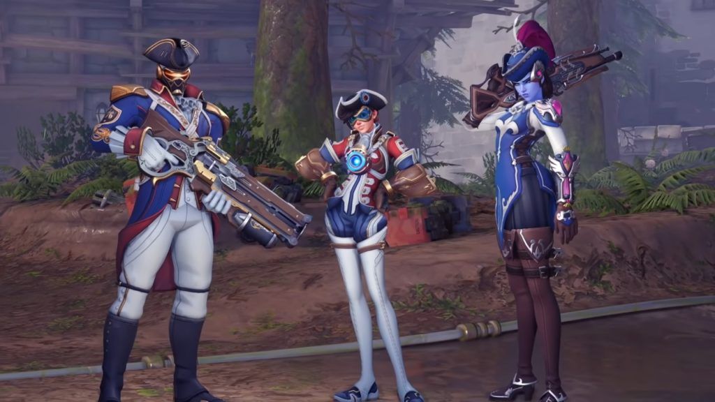 Tracer, Soldier 76, and Widowmaker in Overwatch
