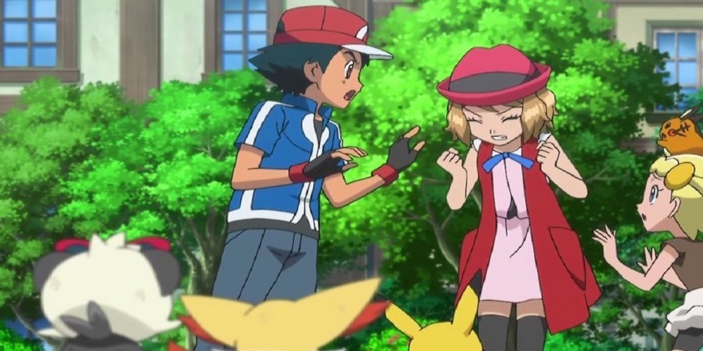 Pokemon Ash and Bonnie Trying to Calm Serena Down