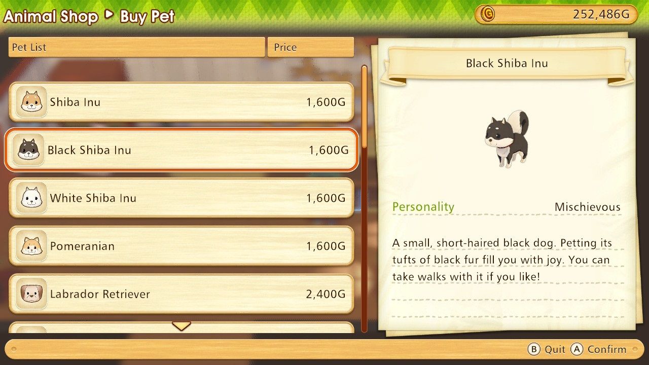 Story of Seasons Pioneers of Olive Town Black Shiba Inu