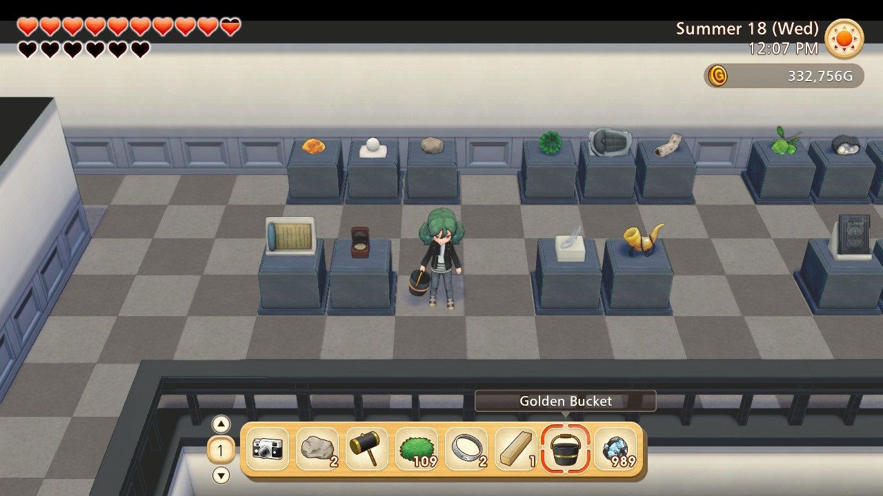 Story of Seasons Pioneers of Olive Town treasure exhibit in the museum