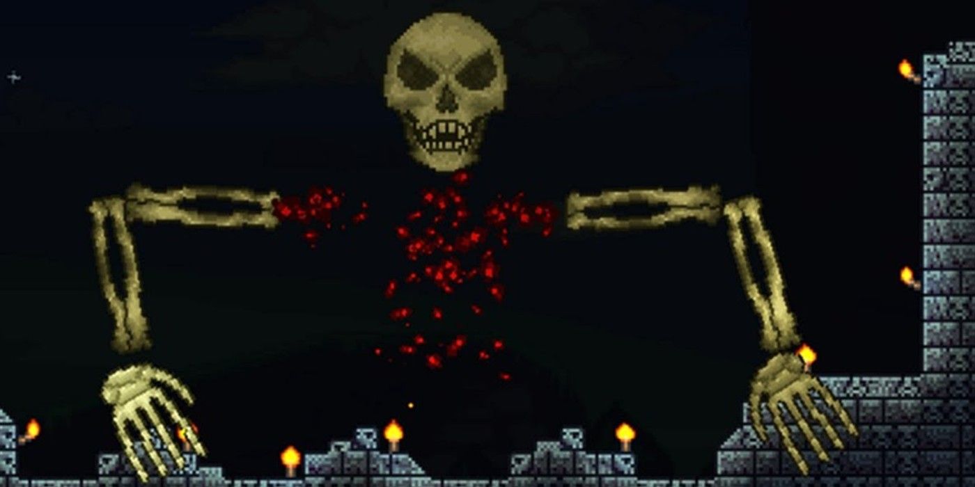 terraria skeletron boss fight