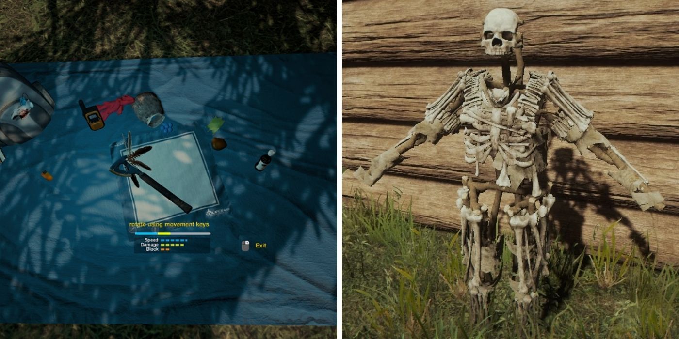 The Forest: A weapon being upgraded in the crafting menu - A full set of Bone Armor