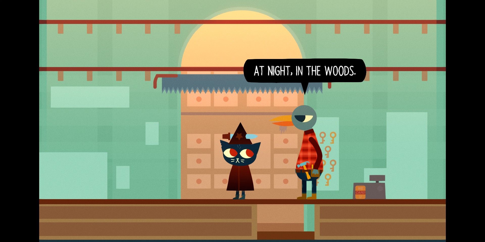 Mae speaks to the Janitor in Night in the Woods