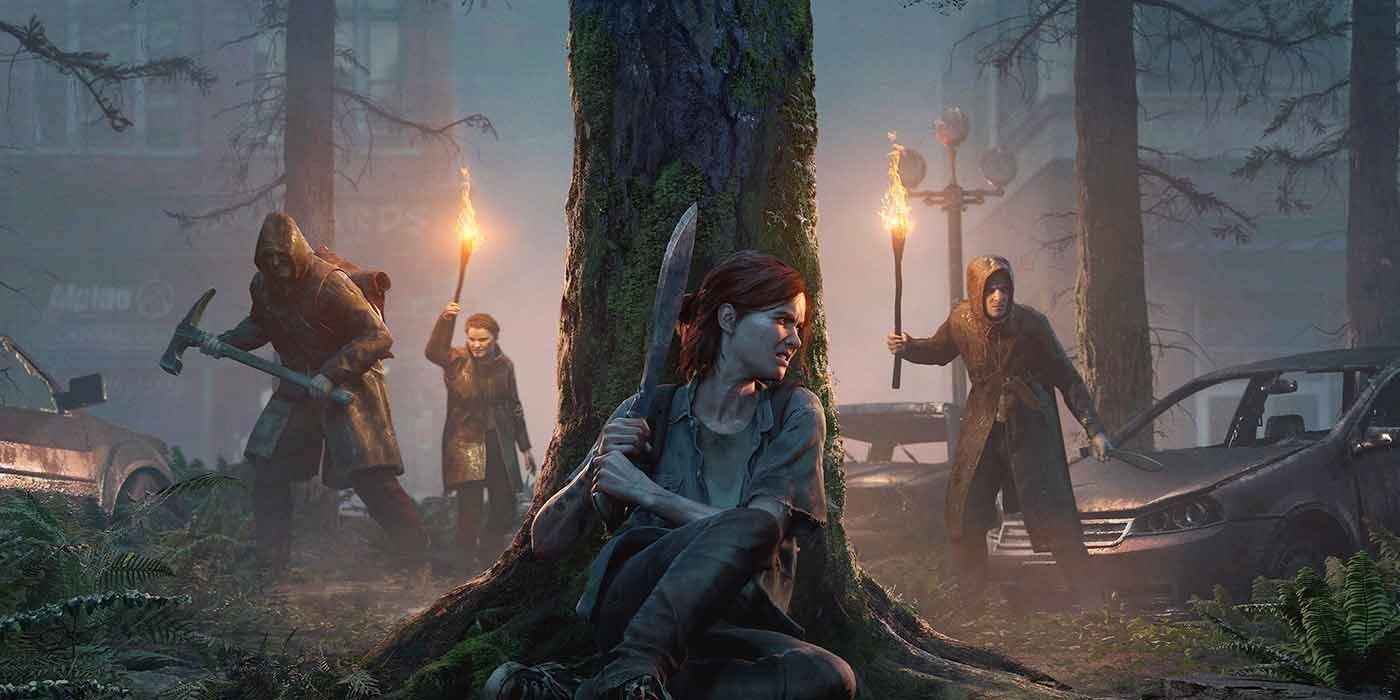 Ellie surrounded by enemies in The Last of Us Part II