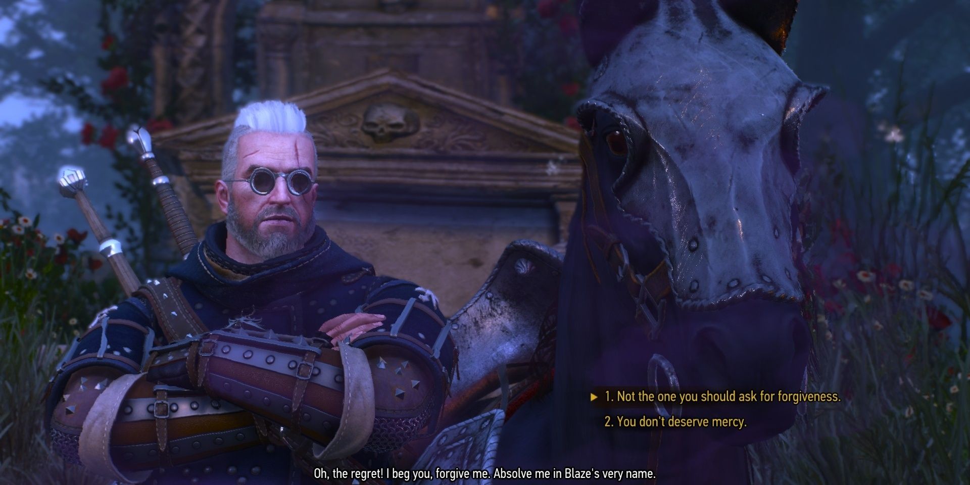The Witcher 3 Roach and Geralt during the Equine Phantoms quest