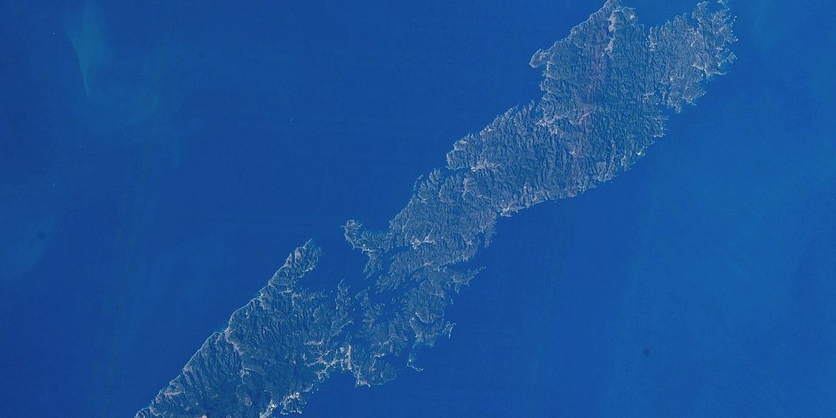 Satellite image of Tsushima, Japan, which Dewford Town in Pokemon may be based on