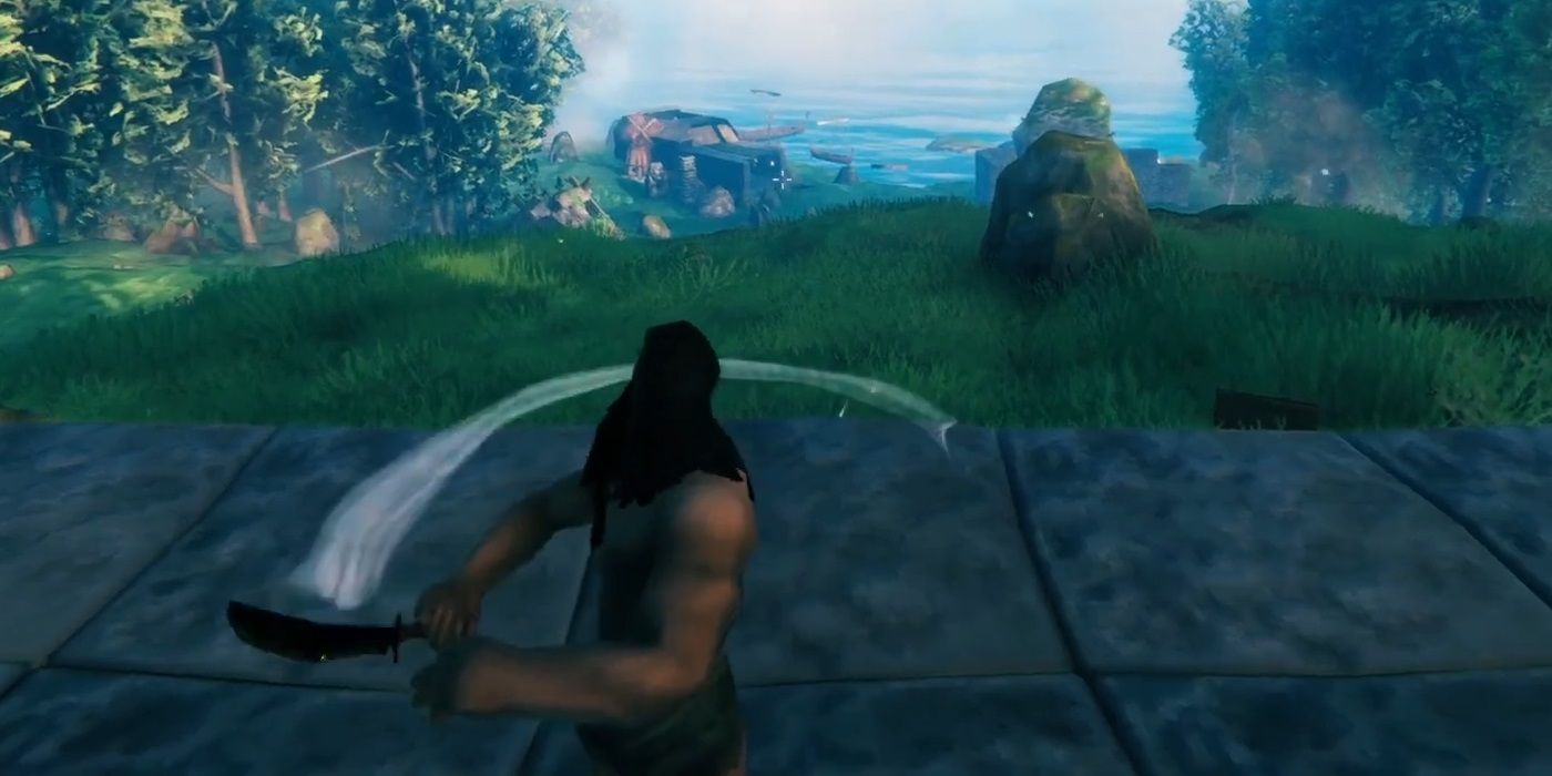 Valheim - Viking Swinging a Weapon