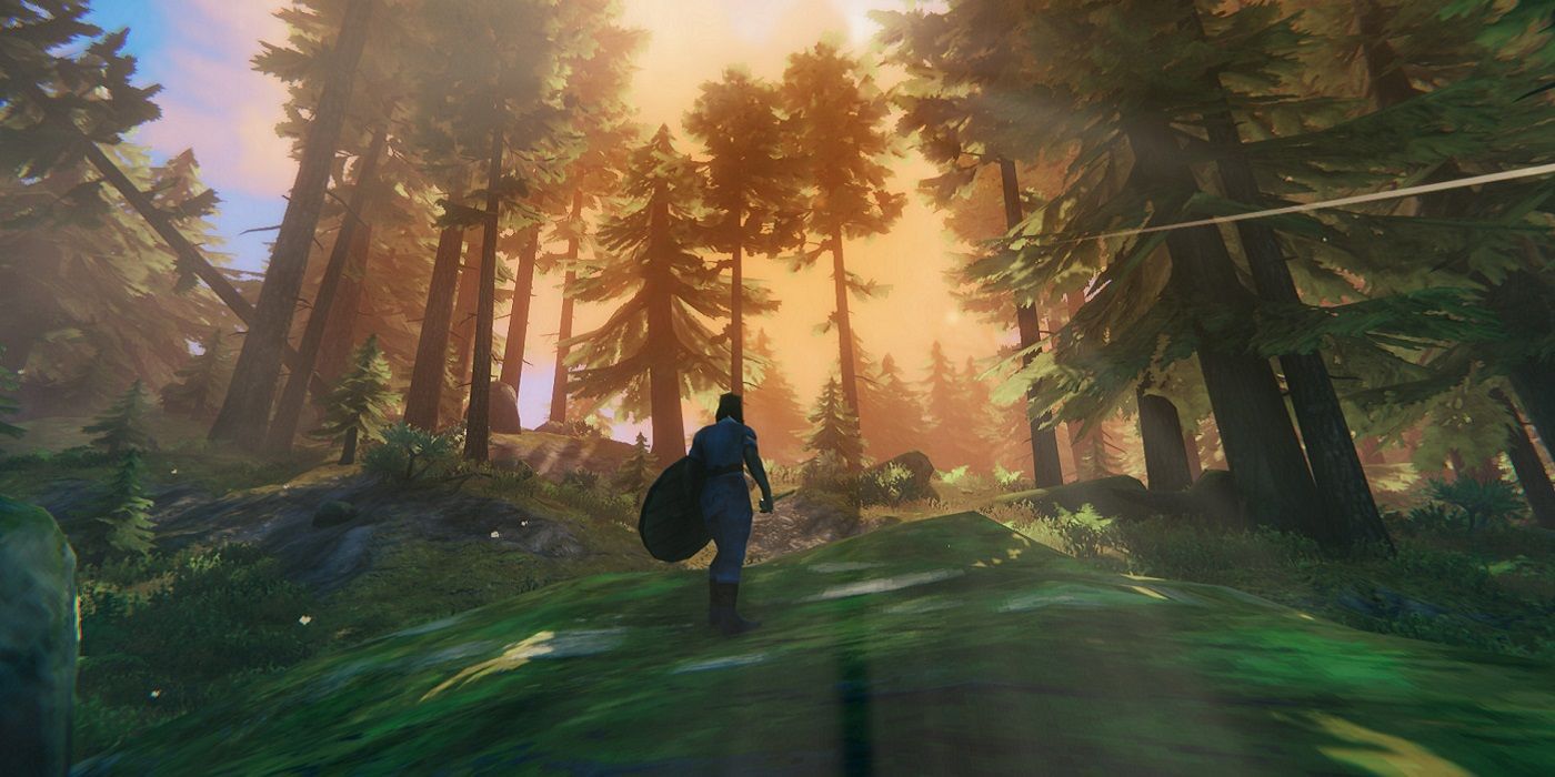 Valheim A Character Running Up A Hill