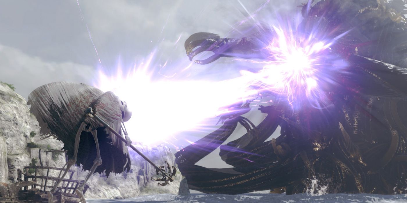 Nier Replicant V1.22: Emil Fighting Louise, The Shade, With Magic