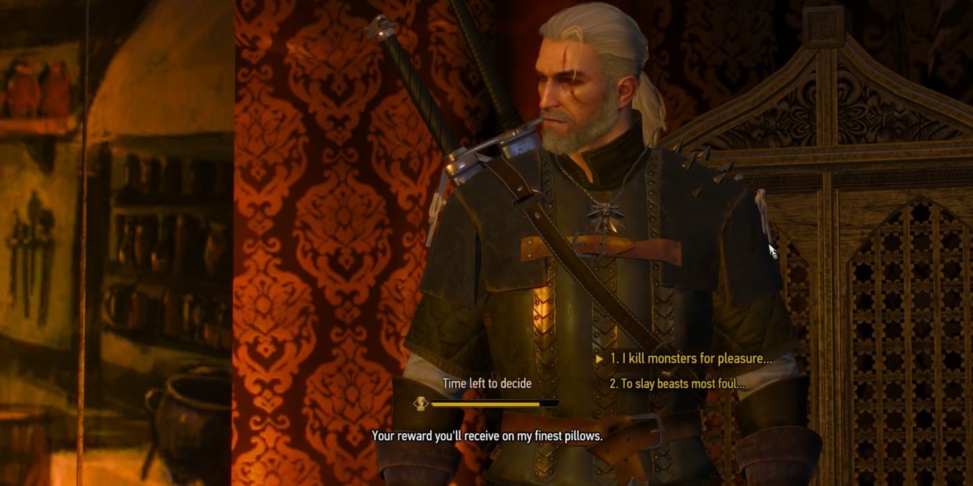 Witcher 3 Screenshot Of Geralt Delivering His First Line During The Play