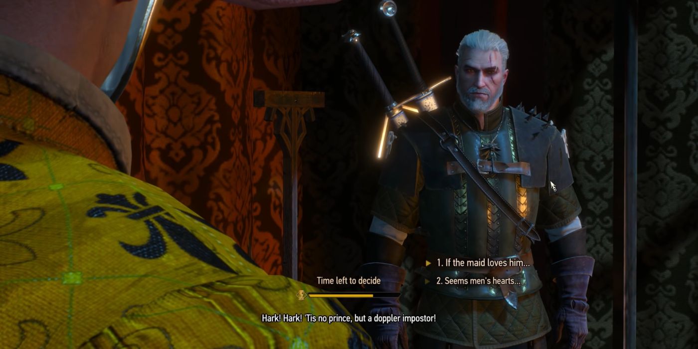Witcher 3 Screenshot of Geralt Saying His Third Line In Play