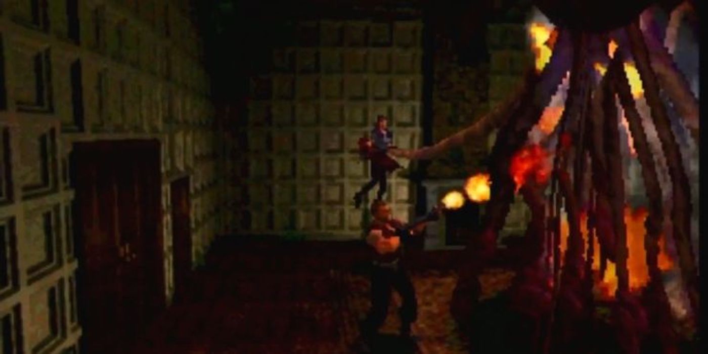barry saving jill with flamethrower