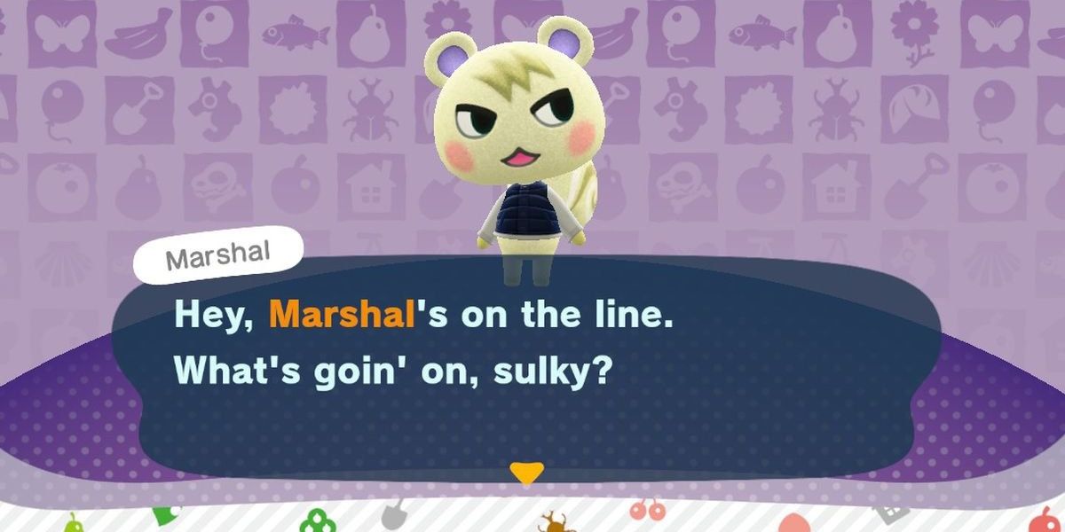 Marshal saying his catchphrase in Animal Crossing