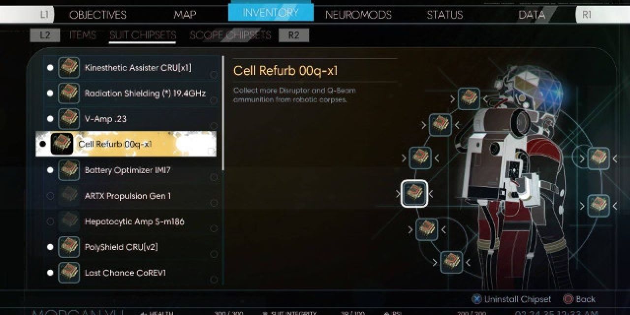 Prey suit chipsets menu