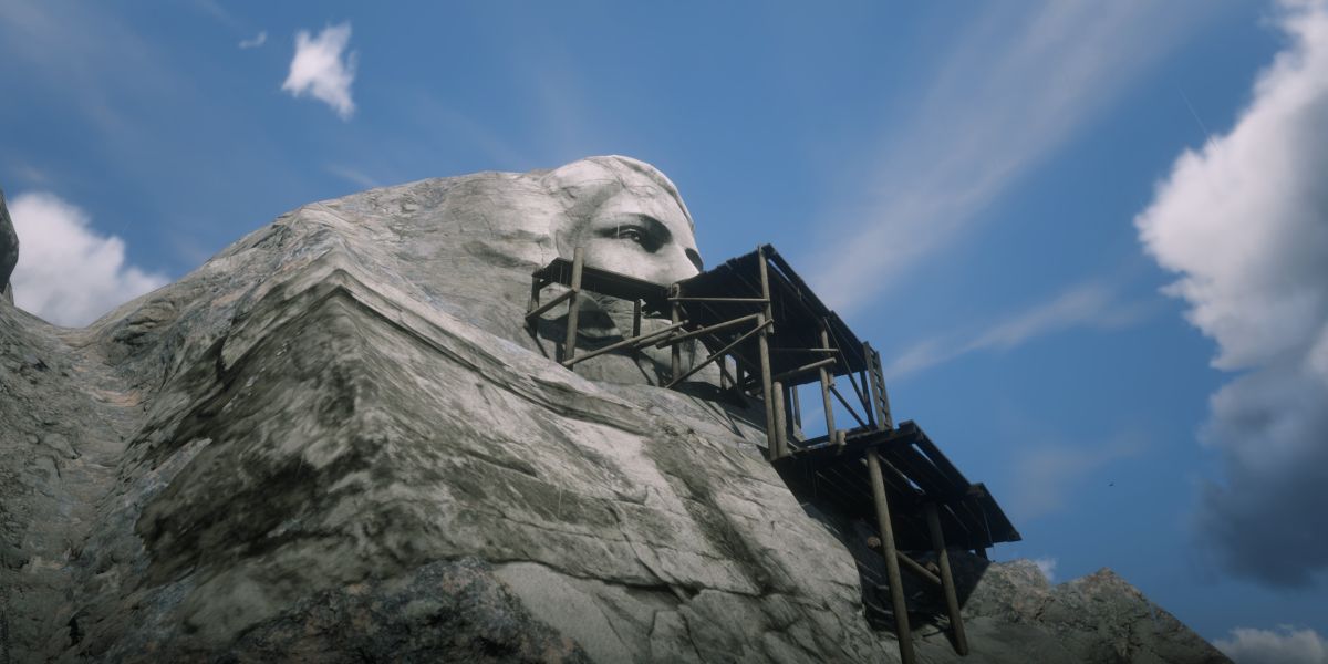 A view of the Face In Cliff found in Ambarino.