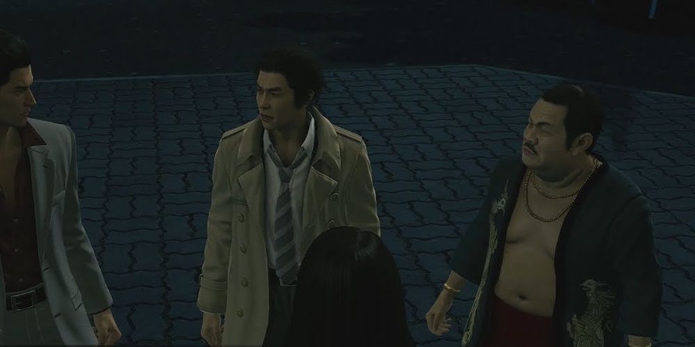 yakuza kiwami kiryu, date, and florist being interviewed
