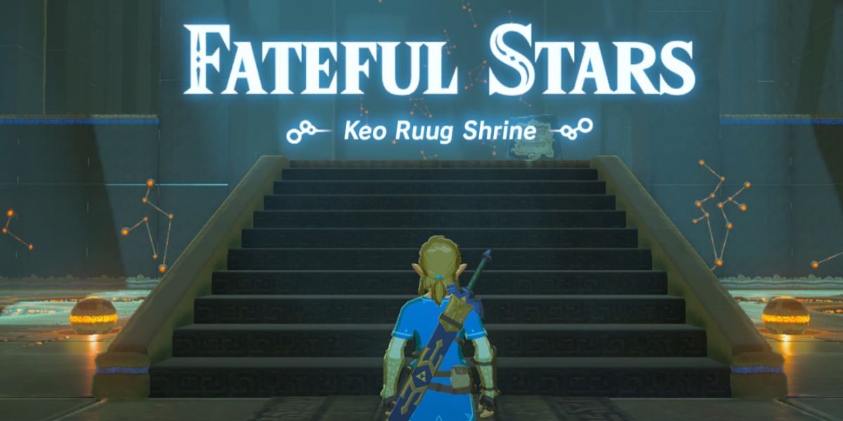 Link entering the Keo Rugg Shrine in BOTW