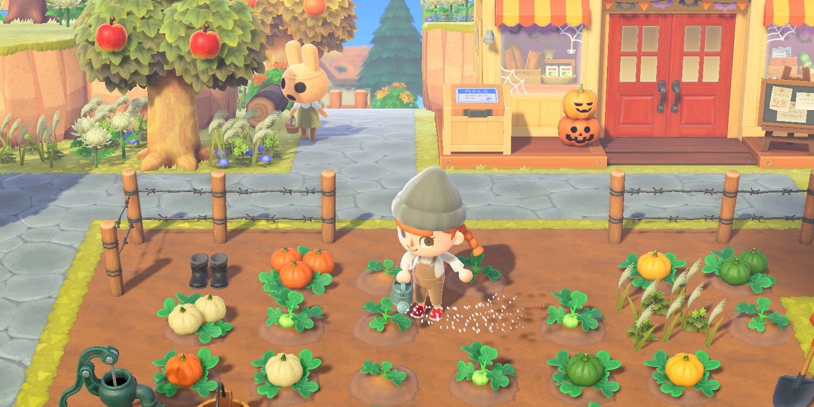 AC New Horizons Character watering plants