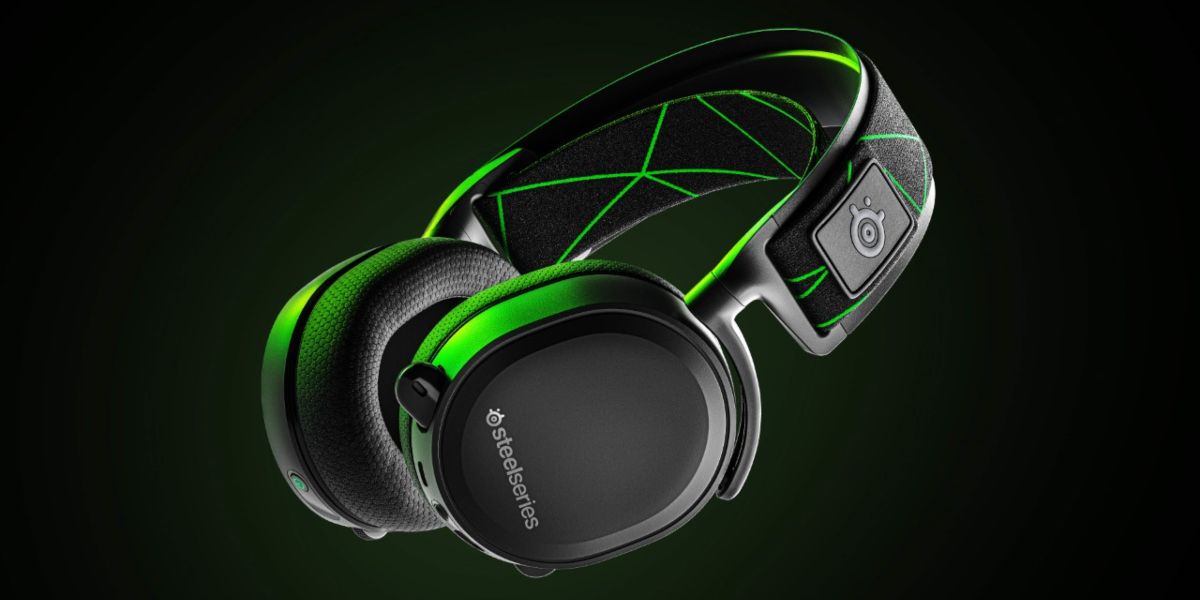 A promotional image for the Arctis 7X Wireless headset made for Xbox Series X by SteelSeries.