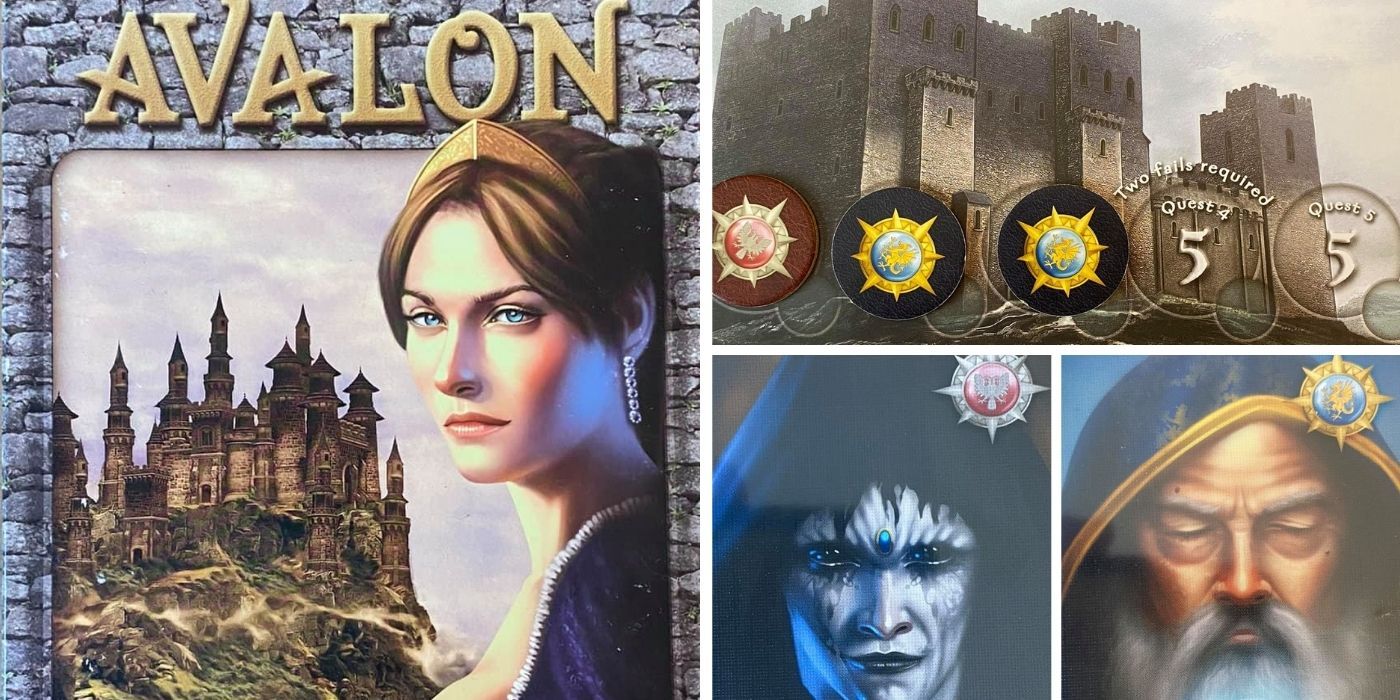 Avalon: The Resistance - Board game box cover - Tokens on the board - Mordred and Merlin role cards