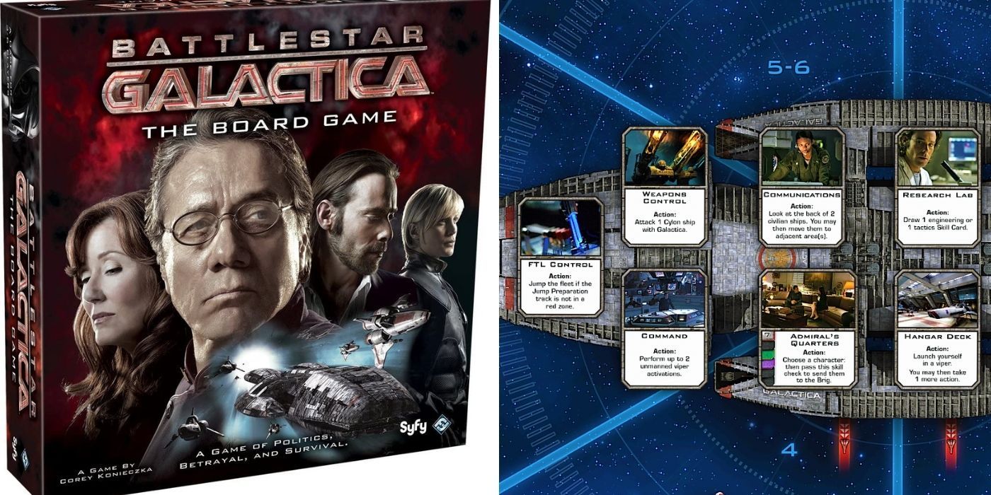 Battlestar Galactica: The board game box - The game set up on Tabletop Simulator