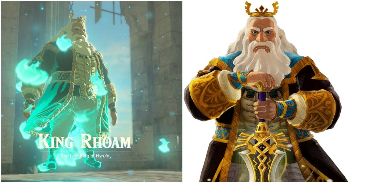 Artwork and Screenshot of King Rhoam Breath of the Wild