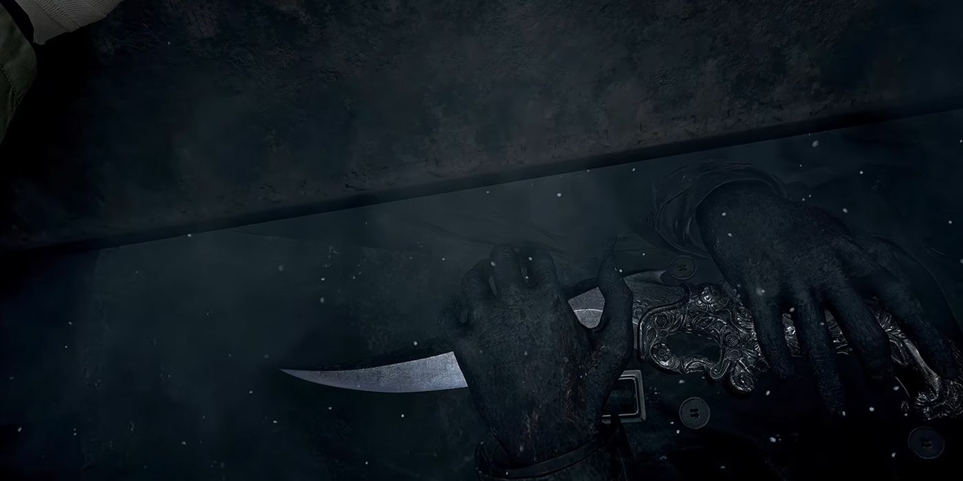 Resident Evil Village: Grabbing The Knife From The Corpse In The Coffin