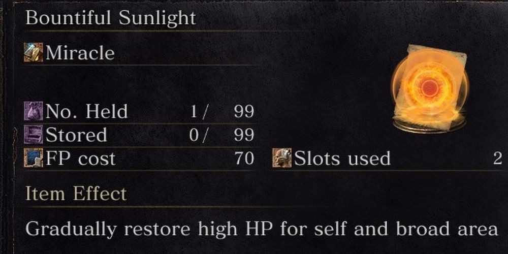 Dark Souls 3 Bountiful Sunlight Miracle