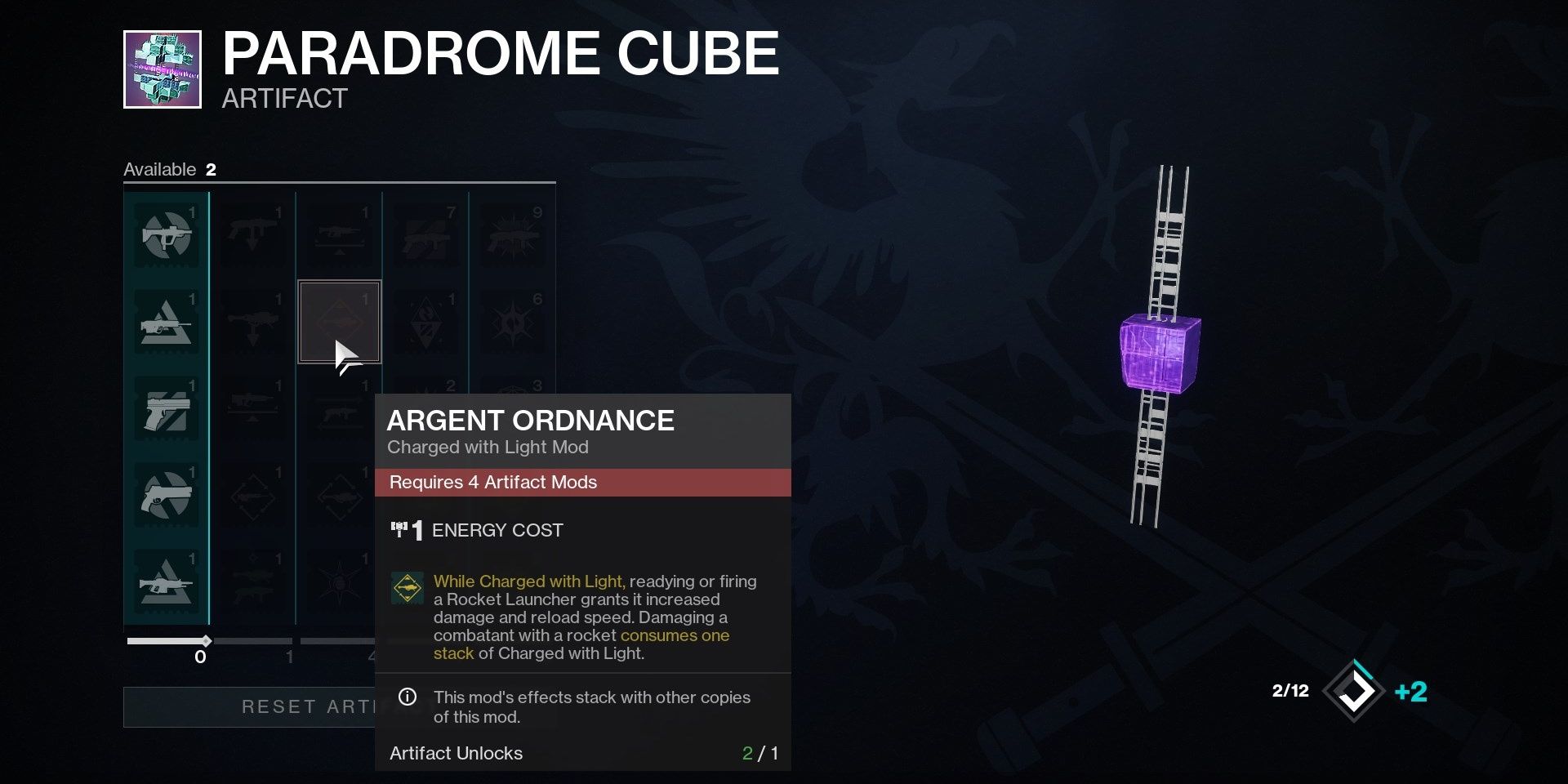 Destiny 2 Paradrome Cube Argent Ordnance Mod