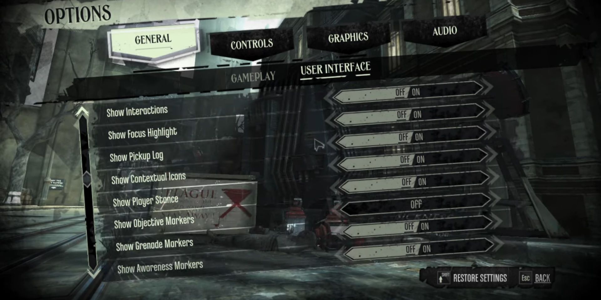 Dishonored - The Options Screen