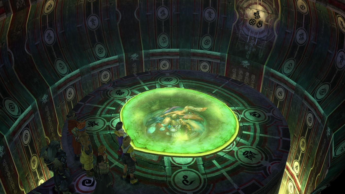 Final Fantasy 10. Inside the chamber of the fayth in the Remiem Temple.