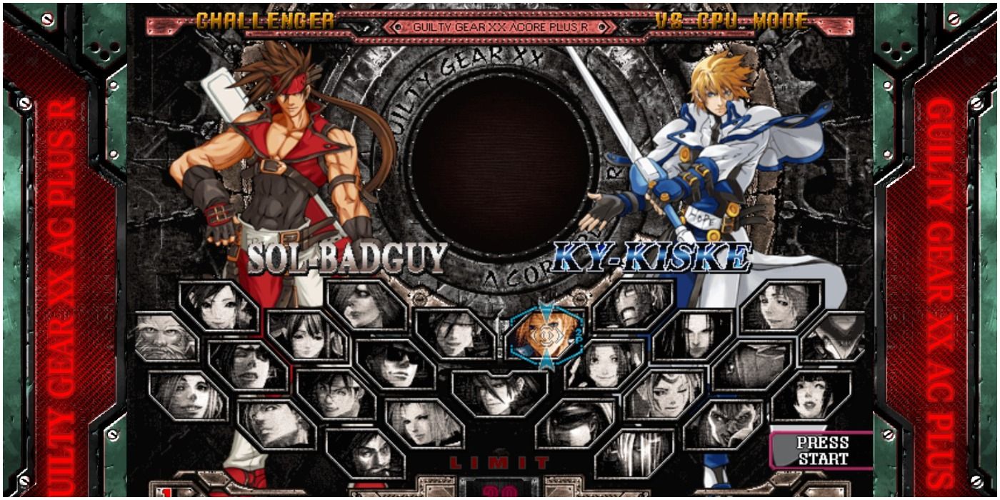 Guilty Gear XX Accent Plus character selection screen