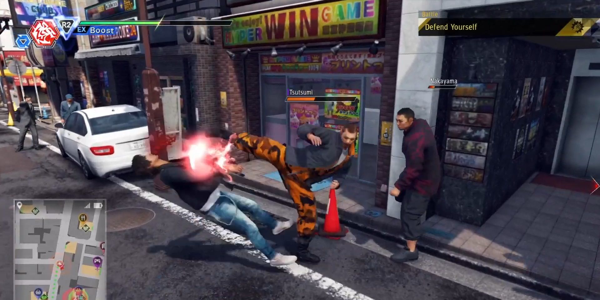 Judgment - Yagami taking a kick to his face