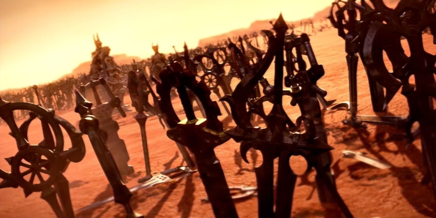 Kingdom Hearts Aftermath of the Keyblade War Showing Keyblades Deserted