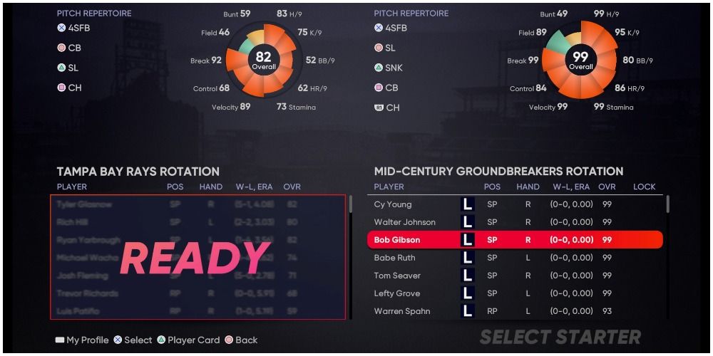 MLB The Show 21 Bob Gibson Retro Mode Stats