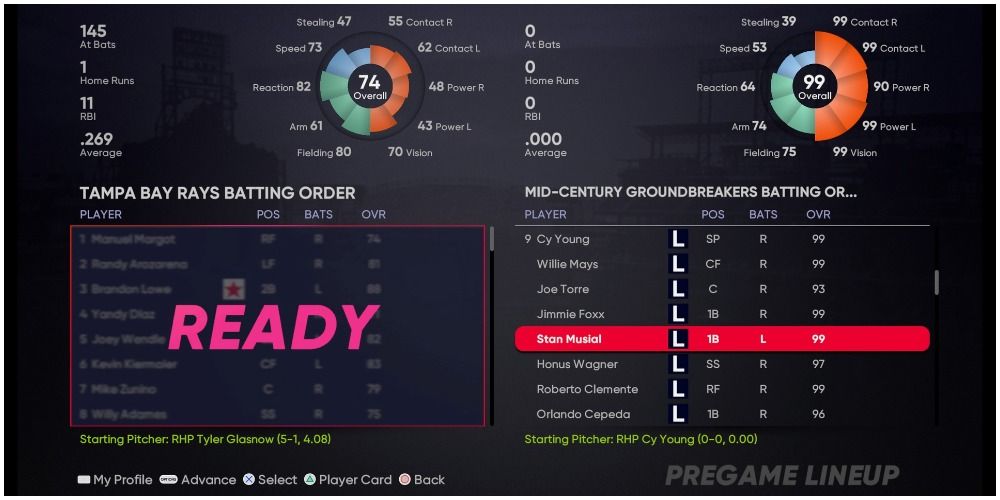 MLB The Show 21 Stan Musial Retro Mode Stats