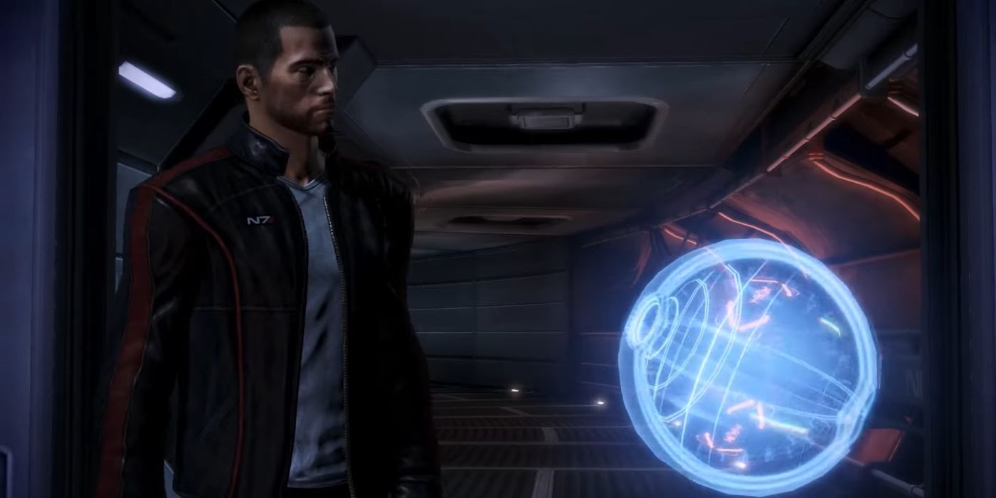 Mass Effect 3 Shepard Wearing Leather Jacket With Glyph