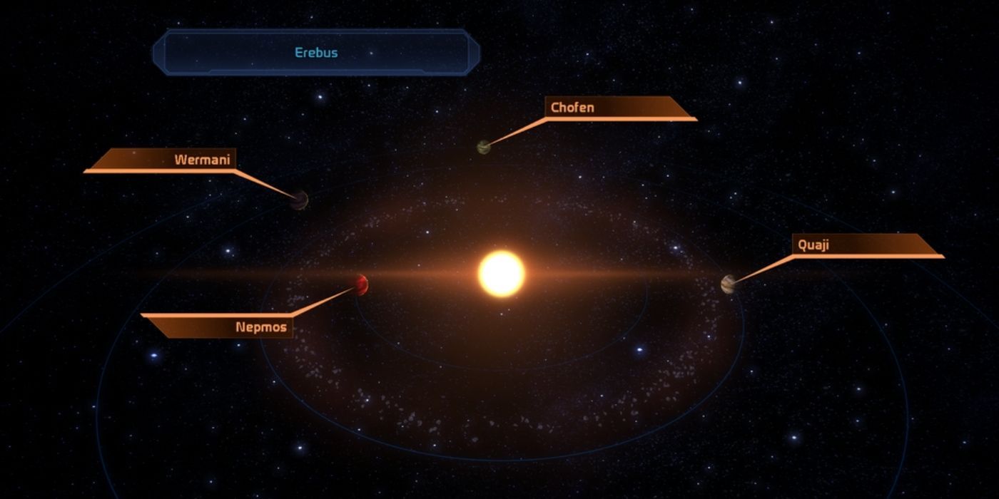 Mass Effect Erebus System With Labelled Planets
