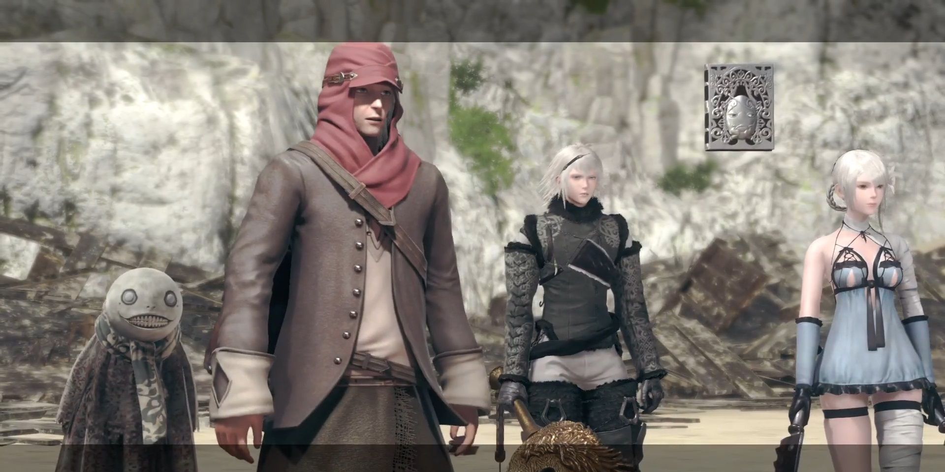 Nier Replicant - The characters look at a defeated Louise